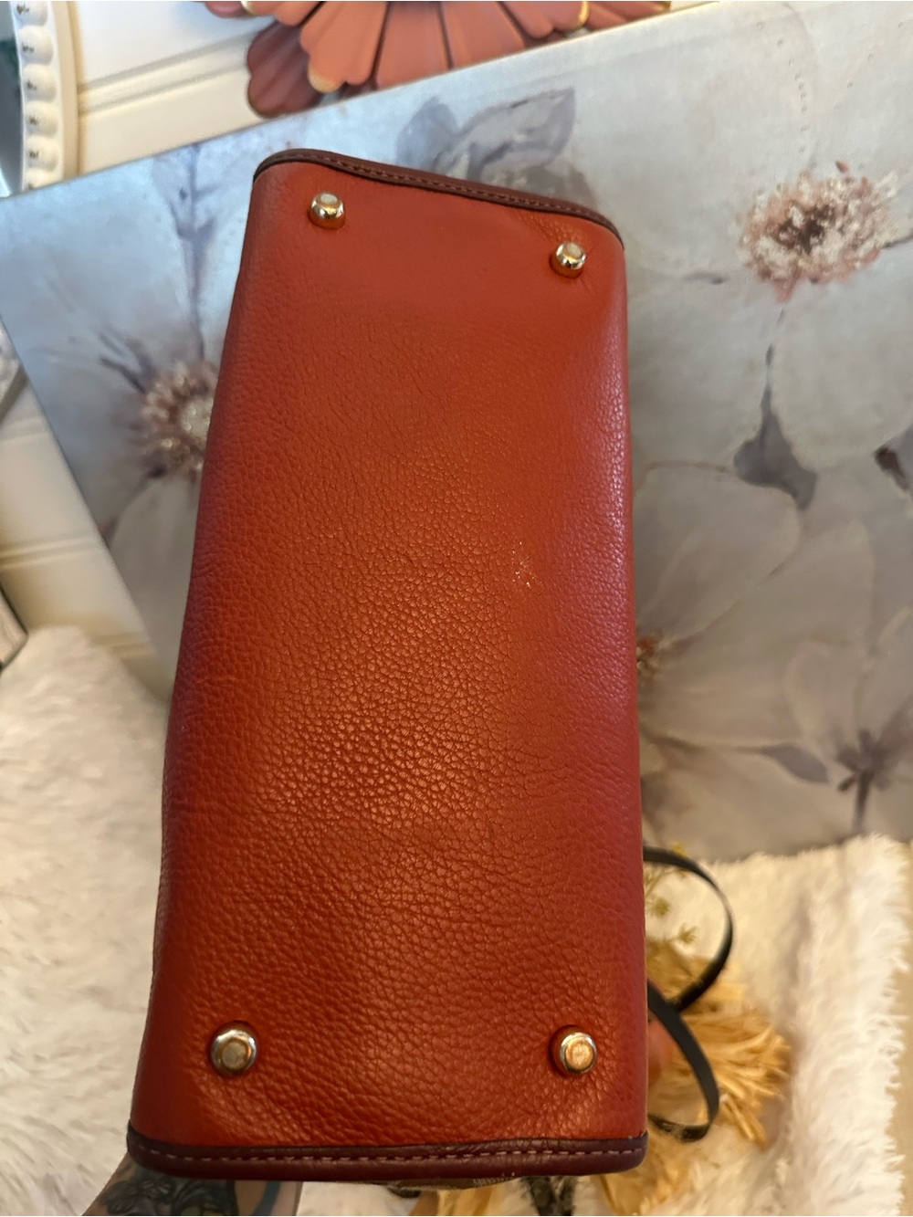 Coach Monogram Shoulder Bag with Red Trim and Yellow Logo Patch - Picture 4 of 11
